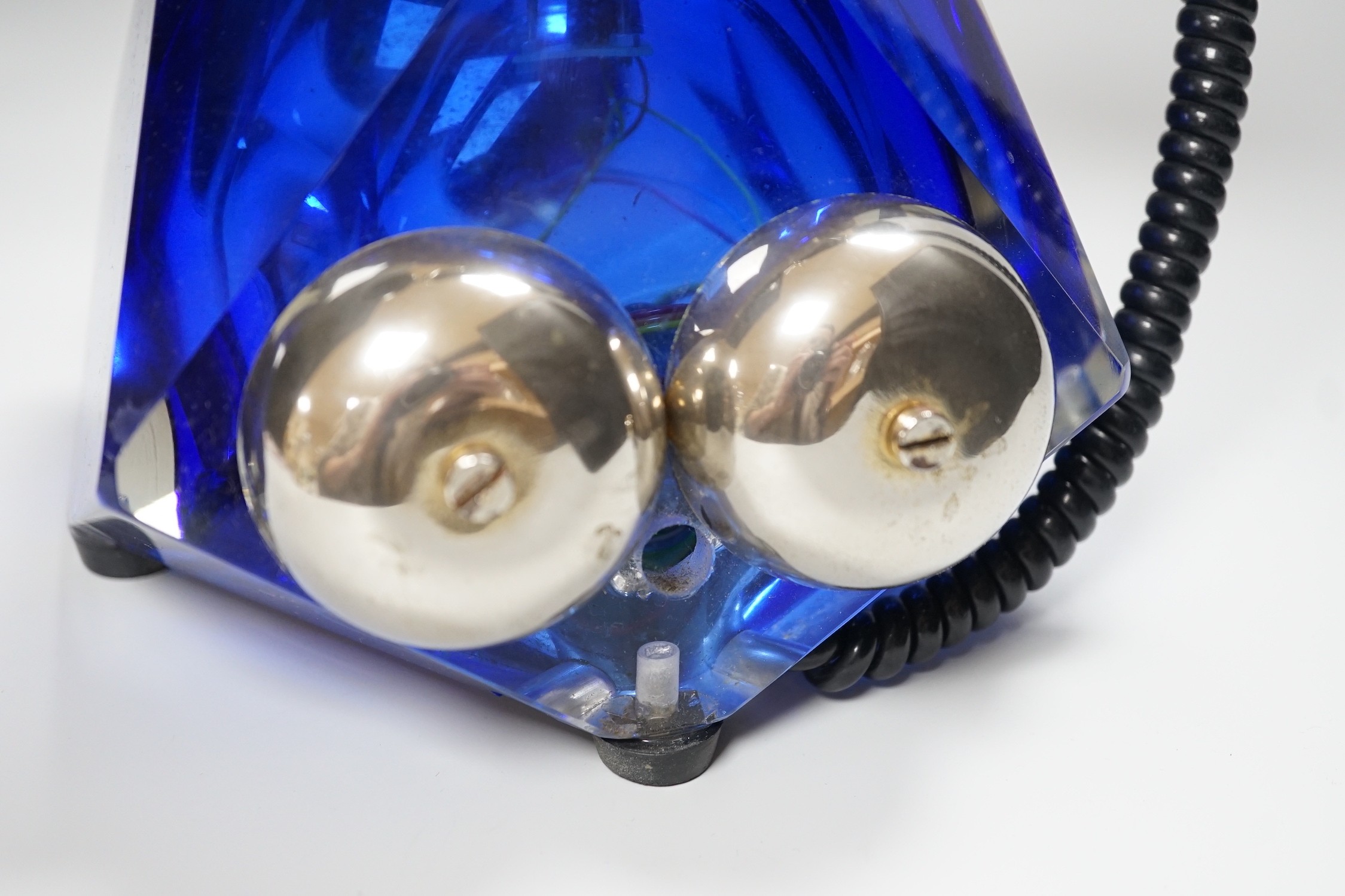 An Italian glass 1960's/70's telephone hand set, 27cm